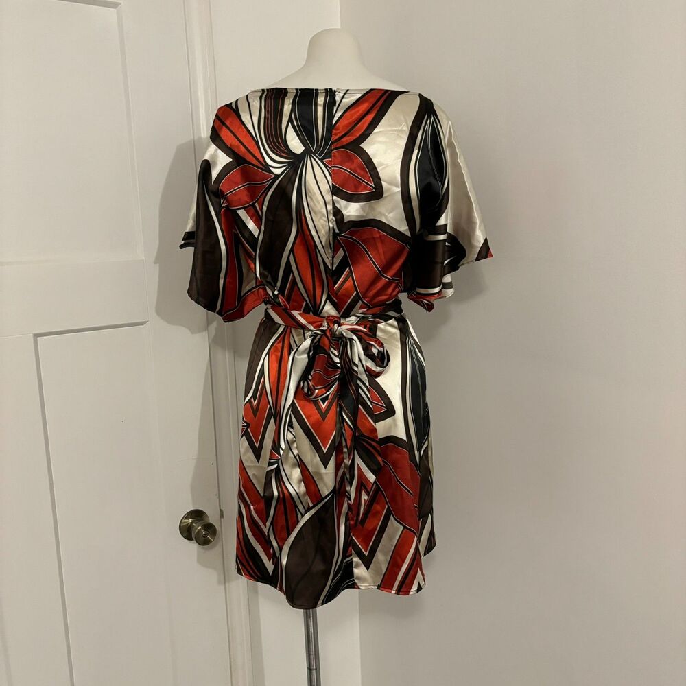 Zara Basic Size Small Red Abstract Print Mini Tie… - image 2